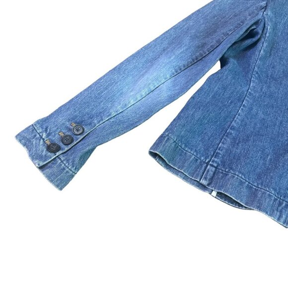 Theory Button-Down Denim Jacket 100% Cotton w/ Pockets Size 2 Women's - Picture 8 of 11